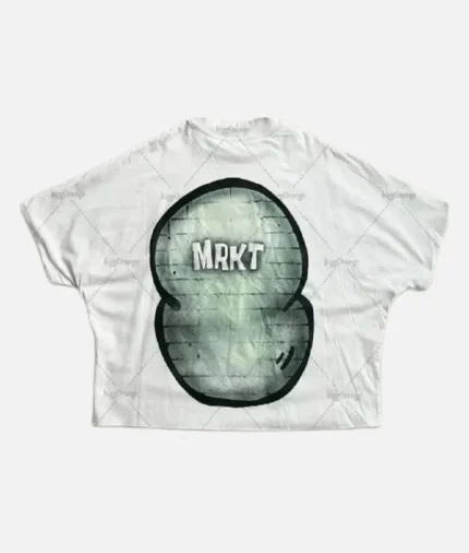 Billionaire Studios Big Nose Face Logo Tee White front view" "Big Nose Face logo t-shirt white color – streetwear style" "Premium cotton white tee by Billionaire Studios" "Oversized white logo tee for men and women"