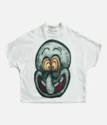 Billionaire Studios Big Nose Face Logo Tee White front view" "Big Nose Face logo t-shirt white color – streetwear style" "Premium cotton white tee by Billionaire Studios" "Oversized white logo tee for men and women"