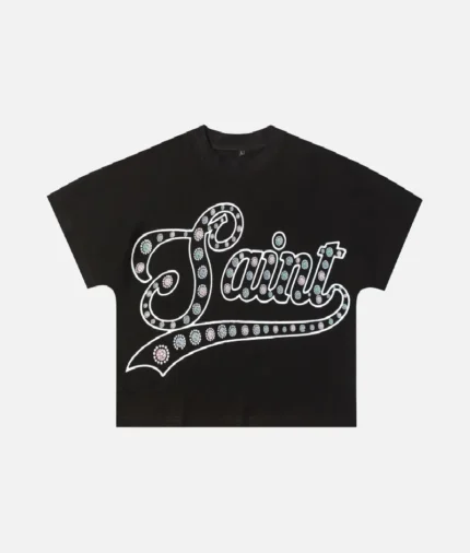 Billionaire Studios Casual Loose Tee Black front view Oversized black streetwear tee with logo Loose fit black tee by Billionaire Studios – side profile Casual black cotton t-shirt styled with jeans