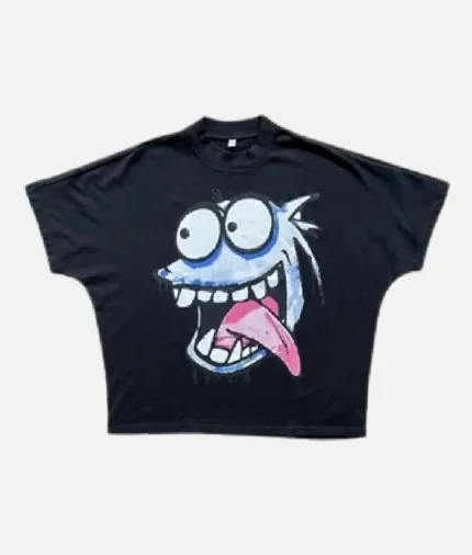 Front view of Billionaire Studios Blue Dog Logo Tee White” “Back design of Billionaire Studios Blue Dog T-Shirt White” “Close-up of Blue Dog logo on Billionaire Studios Tee” “Model wearing Billionaire Studios White Blue Dog T-Shirt”
