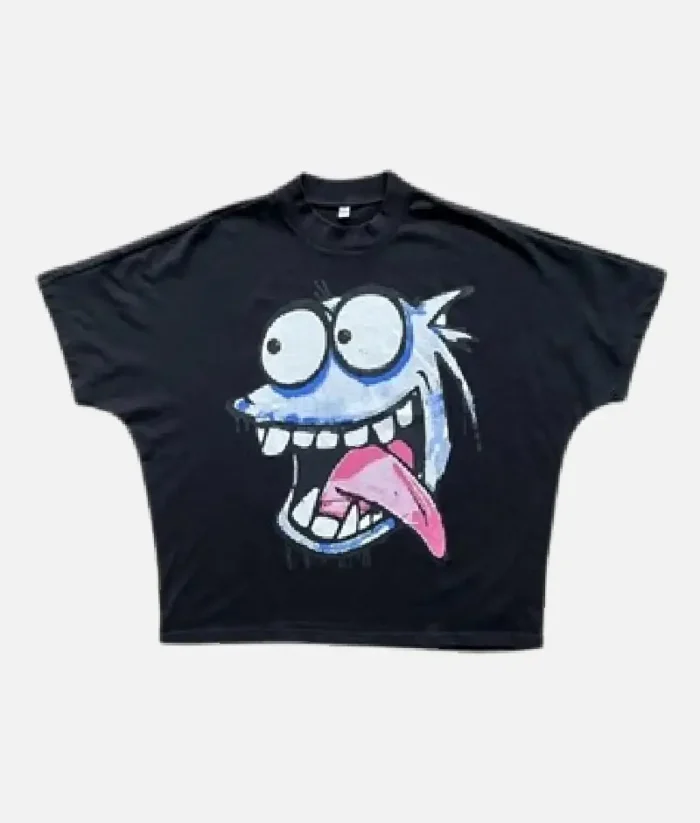 Front view of Billionaire Studios Blue Dog Logo Tee White” “Back design of Billionaire Studios Blue Dog T-Shirt White” “Close-up of Blue Dog logo on Billionaire Studios Tee” “Model wearing Billionaire Studios White Blue Dog T-Shirt”