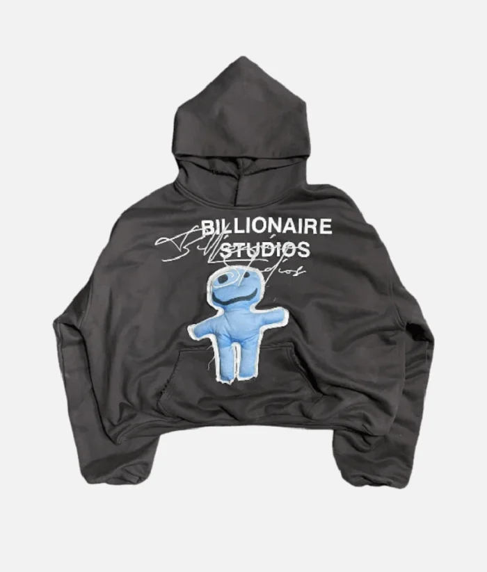 ALT: Billionaire Studios Bluto Bloo Hoodie Black Front View ALT: Streetwear Style – Billionaire Studios Hoodie on Model ALT: Close-Up of Bluto Bloo Logo on Black Hoodie ALT: Premium Cotton Hoodie Black – Billionaire Studios ALT: Unisex Streetwear Hoodie with Kangaroo Pocket