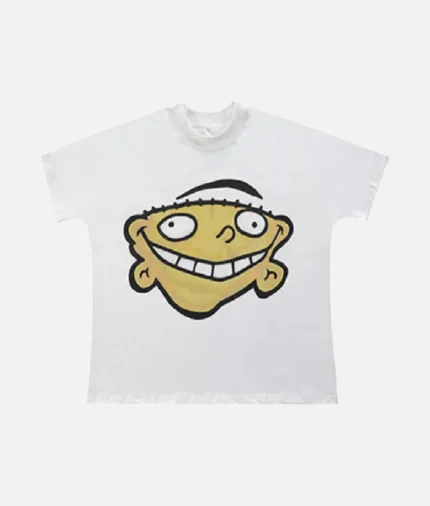 Billionaire Studios Casual Loose Tee Off White front view Back design of Billionaire Studios Off White tee Close-up of logo on Billionaire Studios Casual Tee Model wearing Billionaire Studios Casual Loose Tee streetwear outfit