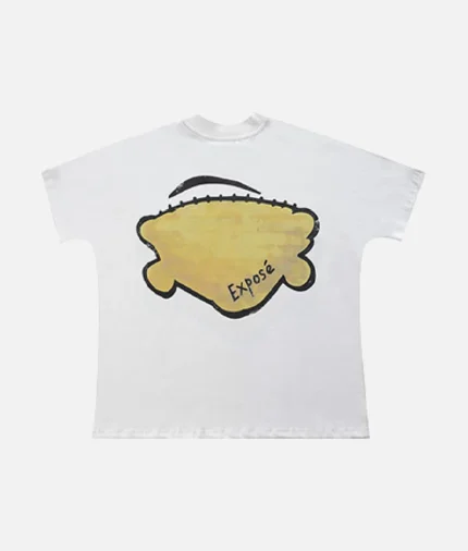 Billionaire Studios Casual Loose Tee Off White front view Back design of Billionaire Studios Off White tee Close-up of logo on Billionaire Studios Casual Tee Model wearing Billionaire Studios Casual Loose Tee streetwear outfit