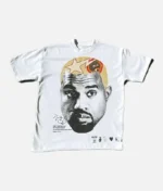 Alt: Billionaire Studios Celebritie Face Logo Tee White front view Alt: Close-up of Billionaire Studios Celebritie Face logo print Alt: Model wearing Billionaire Studios white tee in street style outfit Alt: Back design of the Billionaire Studios Face Logo Tee White