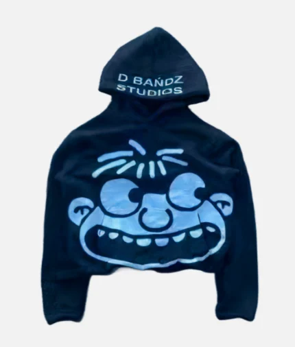 Billionaire Studios D Bandz Hoodie Black front view" "Close-up of D Bandz graphic on Billionaire Studios Hoodie" "Streetwear outfit featuring Billionaire Studios Hoodie Black" "Model wearing Billionaire Studios D Bandz Hoodie in urban setting"