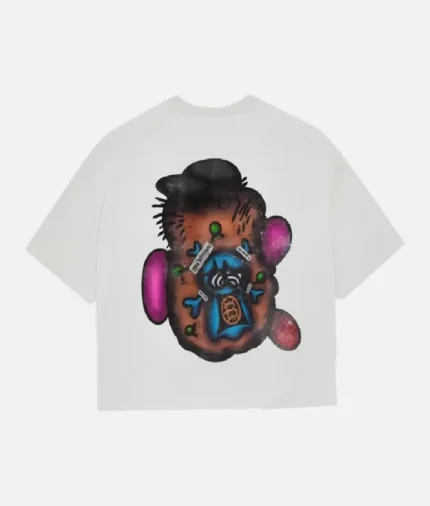 billionaire-studios-greedy-face-tee-white-front-view billionaire-studios-greedy-face-tee-white-back-design billionaire-studios-greedy-face-tee-streetwear-style greedy-face-tee-white-luxury-streetwear-closeup