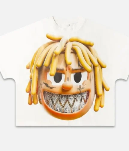 billionaire-studios-head-print-tee-front-view billionaire-studios-short-sleeve-tee-off-white-back premium-head-print-white-tee-streetwear-style model-wearing-billionaire-studios-white-graphic-tee