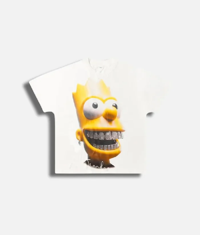 Billionaire Studios Head Print Tee Off White front view Back design of Billionaire Studios Off White T-shirt Close-up of head print graphic on Billionaire Studios Tee Model wearing Billionaire Studios Head Print Tee with jeans