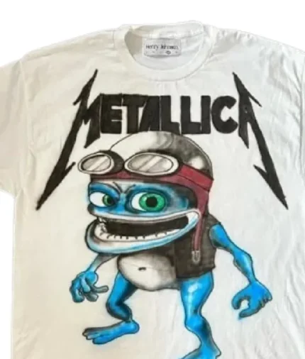Front view of Billionaire Studios Matallica Logo Tee White" "Matallica logo close-up on Billionaire Studios white t-shirt" "Side angle of Billionaire Studios graphic tee for men" "White luxury streetwear tee with bold black print"
