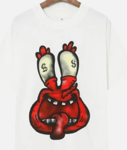 billionaire-studios-animal-head-tee-front-view hand-printed-white-fashion-tee-closeup back-view-of-animal-head-white-tee streetwear-outfit-with-billionaire-studios-tee