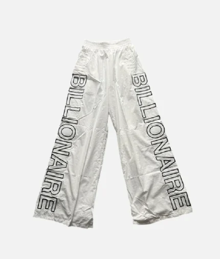 billionaire-studios-nylon-sweatpants-white-front-view billionaire-studios-white-nylon-joggers-side-profile premium-white-nylon-sweatpants-men-streetwear luxury-athleisure-white-sweatpants-by-billionaire-studios
