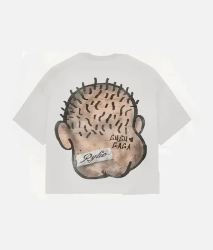 "Billionaire Studios Old Man Face Tee White Front View" "Old Man Graphic T-Shirt by Billionaire Studios" "Streetwear White Tee Oversized Fit" "Premium Cotton White Graphic T-Shirt"
