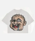 "Billionaire Studios Old Man Face Tee White Front View" "Old Man Graphic T-Shirt by Billionaire Studios" "Streetwear White Tee Oversized Fit" "Premium Cotton White Graphic T-Shirt"