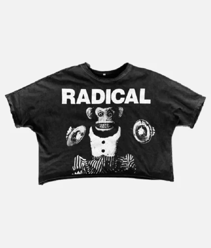 billionaire-studios-radical-chimp-tee-black-front-view radical-chimp-tshirt-black-back-logo-detail premium-streetwear-tee-breathable-fabric billionaire-studios-black-tee-outfit-styling
