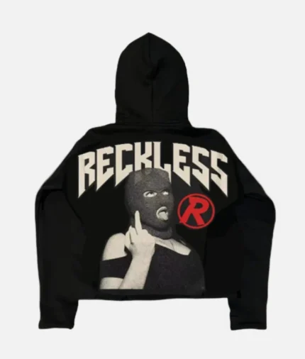 billionaire-studios-reckless-hoodie-black-front-view billionaire-studios-black-hoodie-back-reckless-print reckless-hoodie-black-lifestyle-shot premium-black-hoodie-by-billionaire-studios