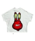 "Billionaire Studios Red Snail Logo Tee White Front View" "Close-up of Red Snail Logo on White Tee" "Billionaire Studios Streetwear T-Shirt White Cotton" "Model wearing Red Snail Logo Tee White"