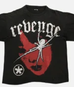 "Billionaire Studios Revenge Tee Black front view" "Revenge Tee Black side profile with graphic print" "Close-up of Revenge print on Billionaire Studios Tee" "Model wearing Billionaire Studios Revenge Tee Black streetwear look"