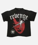 "Billionaire Studios Revenge Tee Black front view" "Revenge Tee Black side profile with graphic print" "Close-up of Revenge print on Billionaire Studios Tee" "Model wearing Billionaire Studios Revenge Tee Black streetwear look"