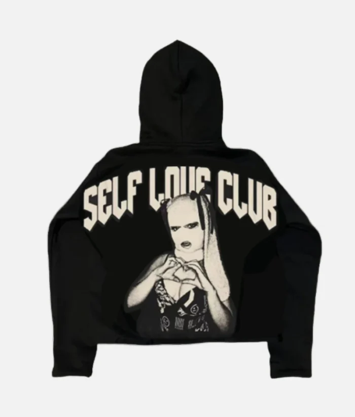 billionaire-studios-self-love-club-hoodie-black-front-view billionaire-studios-self-love-club-hoodie-black-back-print billionaire-studios-hoodie-streetwear-fit self-love-club-hoodie-black-lifestyle-shot luxury-black-hoodie-with-message