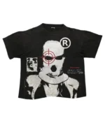 Billionaire Studios Target Tee Black front view Model wearing Billionaire Studios Target Tee Black Close-up of Target logo on Billionaire Studios T-shirt Streetwear style with Billionaire Studios black tee