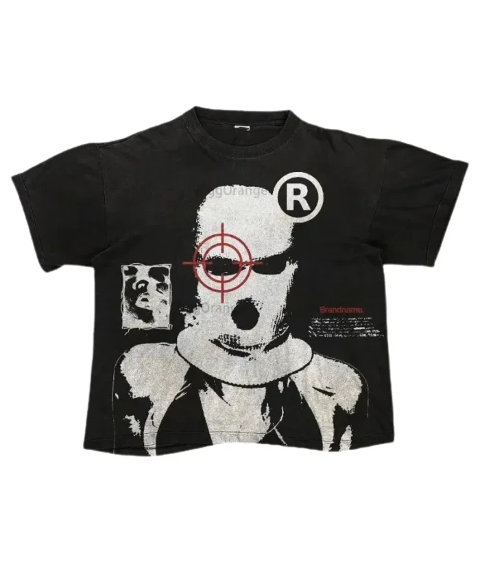 Billionaire Studios Target Tee Black front view Model wearing Billionaire Studios Target Tee Black Close-up of Target logo on Billionaire Studios T-shirt Streetwear style with Billionaire Studios black tee