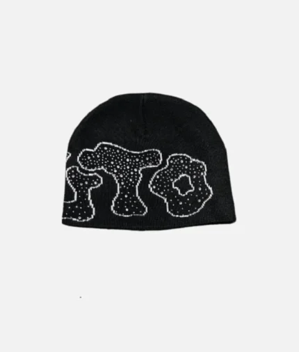 Billionaire Studios Wimpy Kid Beanie Black front view” “Close-up of Wimpy Kid embroidery on black beanie” “Streetwear model wearing Billionaire Studios beanie” “Unisex black beanie styled with streetwear outfit”