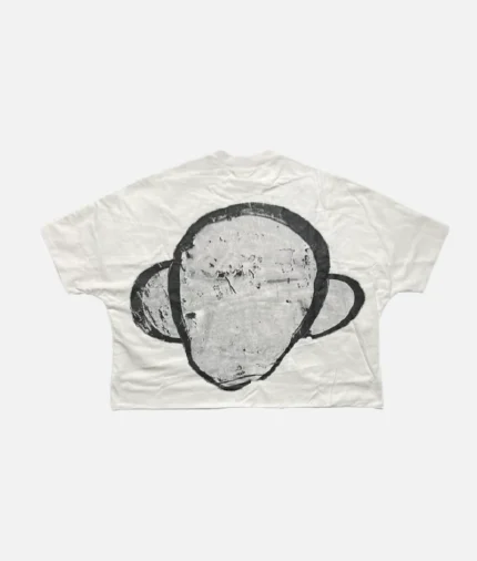 “Billionaire Studios Wimpy Kid Tee White front view” “Close-up of Wimpy Kid print on Billionaire Studios white t-shirt” “Model wearing Billionaire Studios Wimpy Kid Tee White with jeans”