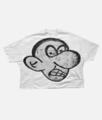 “Billionaire Studios Wimpy Kid Tee White front view” “Close-up of Wimpy Kid print on Billionaire Studios white t-shirt” “Model wearing Billionaire Studios Wimpy Kid Tee White with jeans”