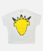 Billionaire Studios Yellow Logo Tee White front view White tee with yellow logo streetwear style Premium cotton white t-shirt by Billionaire Studios Model wearing Billionaire Studios Yellow Logo Tee